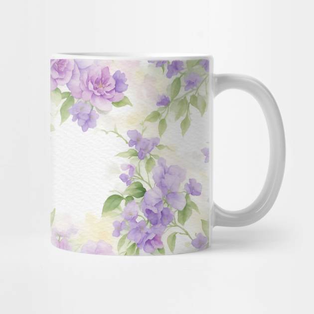 Wild Violet Flowers Pattern - Watercolor by Victoria's Store